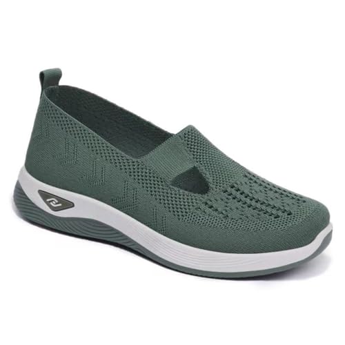 ILESTDG Walkingschuhe Damen Leicht Weite H Vermascht Orthopädische Schuhe, Bequeme Diabetiker Schuhe Leichte Atmungsaktive Sneaker (Grün,40.5) von ILESTDG