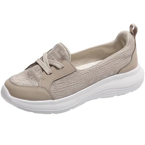 Orthopädische Frauen Atmungsaktiv Slip Auf Bogen Unterstützung rutschfeste Schuhe, Damen Bequeme OrthopäDische Wanderschuhe (Aprikose,38) von ILESTDG