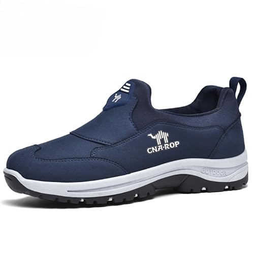 Orthopädische Herren Hands Free Slip on Sneaker, Herren Frühling Und Herbst Slip-On Lazy Soft Sole Leichte Sportschuhe Bequem, Ohne Schnürsenkel (Blau,44) von ILESTDG