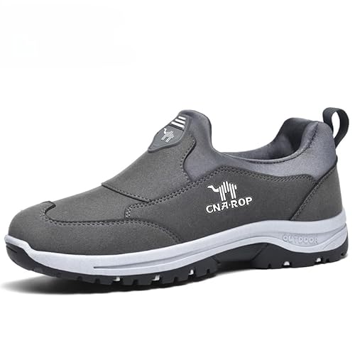 Orthopädische Herren Hands Free Slip on Sneaker, Herren Frühling Und Herbst Slip-On Lazy Soft Sole Leichte Sportschuhe Bequem, Ohne Schnürsenkel (Grau,44) von ILESTDG