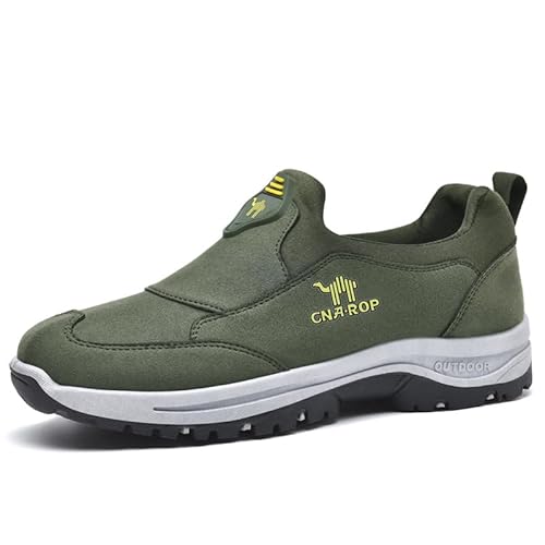 Orthopädische Herren Hands Free Slip on Sneaker, Herren Frühling Und Herbst Slip-On Lazy Soft Sole Leichte Sportschuhe Bequem, Ohne Schnürsenkel (Grün,42) von ILESTDG