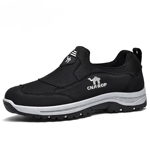 Orthopädische Herren Hands Free Slip on Sneaker, Herren Frühling Und Herbst Slip-On Lazy Soft Sole Leichte Sportschuhe Bequem, Ohne Schnürsenkel (Schwarz,42) von ILESTDG