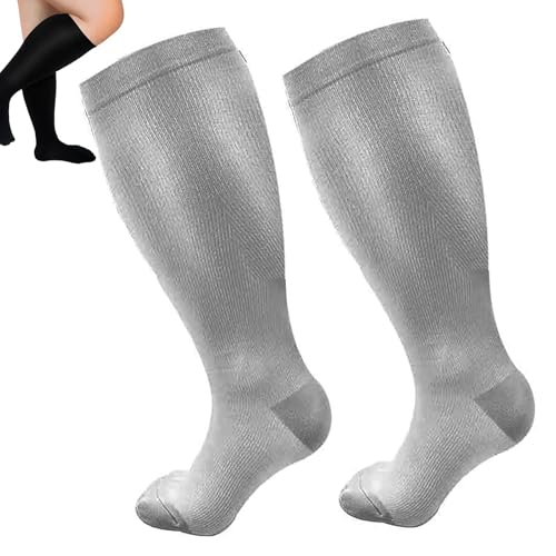 Wielbert™ Strümpfe l - Kompressionsstrümpfe Für Schmerzfreie Beine Und FüBe, Stützstrümpfe Herren Damen, Kniestrümpfe (4XL,Grau) von ILESTDG