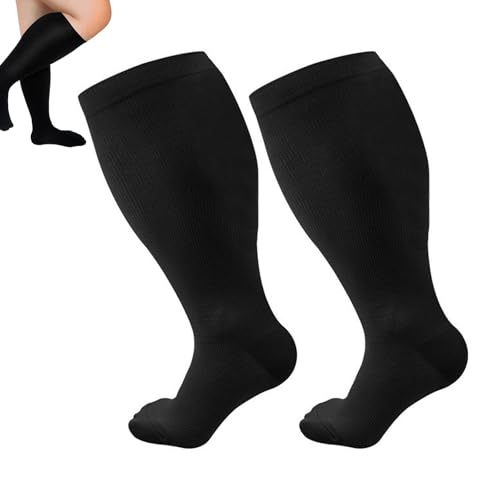 Wielbert™ Strümpfe l - Kompressionsstrümpfe Für Schmerzfreie Beine Und FüBe, Stützstrümpfe Herren Damen, Kniestrümpfe (4XL,Schwarz) von ILESTDG