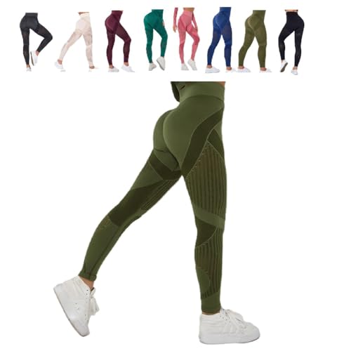 Wolff Anti Cellulite Leggings Compression Atmungsaktiv für Damen (Armeegrün,L) von ILESTDG