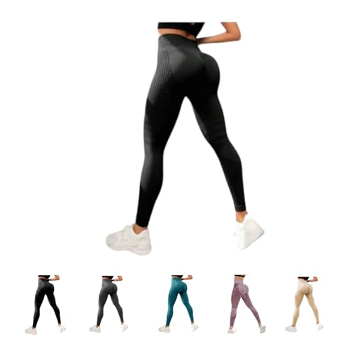 Wolff Anti-Cellulite Leggings Damen | High Waist Sport Leggings mit Senfsalbe-Effekt | Straffend & Bequem (Schwarz,XL) von ILESTDG