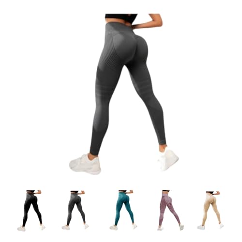 Wolff Anti-Cellulite Leggings Damen | High Waist Sport Leggings mit Senfsalbe-Effekt | Straffend & Bequem (Grau-1,M) von ILESTDG
