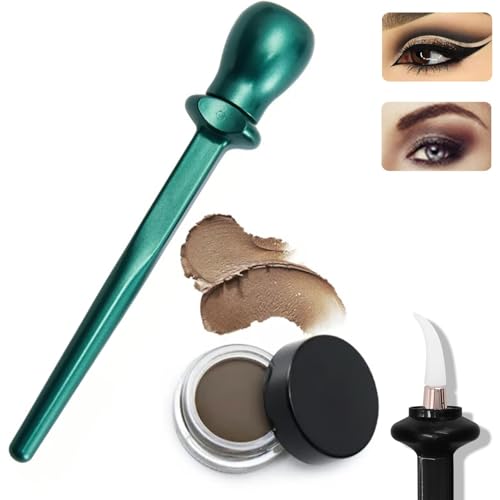 ZYLER | Flawless Eyeliner Set Mit Eyeliner Creme | Wasserdicht Augen Liner Bleistift Pinsel Lidschatten Pinsel Shaky Hands Anfänger Make-up Instrumente (Gr.Pinsel + br.Eyeliner) von ILESTDG