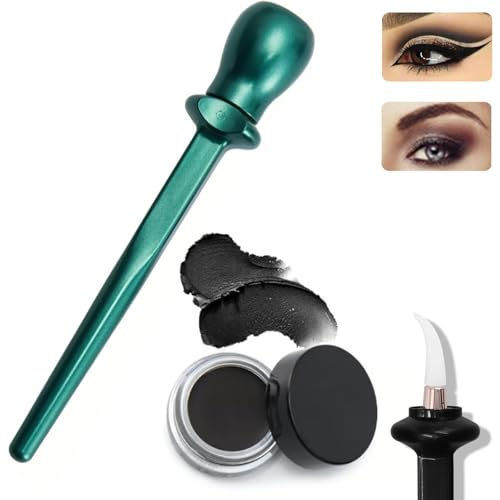 ZYLER | Flawless Eyeliner Set Mit Eyeliner Creme | Wasserdicht Augen Liner Bleistift Pinsel Lidschatten Pinsel Shaky Hands Anfänger Make-up Instrumente (Gr.Pinsel + schw.Eyeliner) von ILESTDG