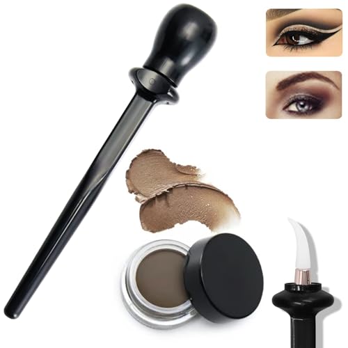 ZYLER | Flawless Eyeliner Set Mit Eyeliner Creme | Wasserdicht Augen Liner Bleistift Pinsel Lidschatten Pinsel Shaky Hands Anfänger Make-up Instrumente (Schw.Pinsel + br.Eyeliner) von ILESTDG