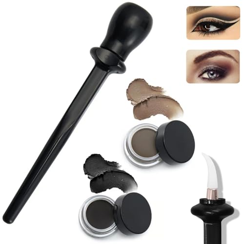 ZYLER | Flawless Eyeliner Set Mit Eyeliner Creme | Wasserdicht Augen Liner Bleistift Pinsel Lidschatten Pinsel Shaky Hands Anfänger Make-up Instrumente (Schw.Pinsel + schw/br.Eye) von ILESTDG
