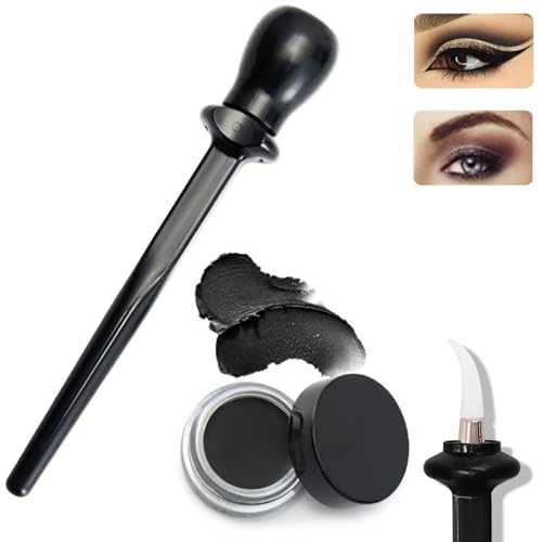 ZYLER | Flawless Eyeliner Set Mit Eyeliner Creme | Wasserdicht Augen Liner Bleistift Pinsel Lidschatten Pinsel Shaky Hands Anfänger Make-up Instrumente (Schw.Pinsel + schw.Eyeliner) von ILESTDG