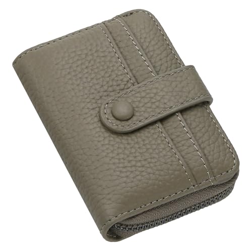 ILIYAH Geldbörse Damen Klein Geldbeutel - Weiches Leder Portemonnaie Damen mit Münzfach und Großem Reißverschluss（Grau） von ILIYAH