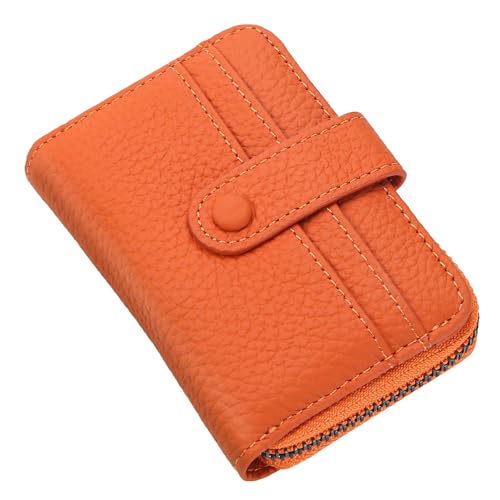 ILIYAH Frauen Geldbörse RFID-Blockierung Leder kompakte Geldbörse für Frau Reißverschluss Münztasche kleine Damen Geldbörse(Orange) von ILIYAH