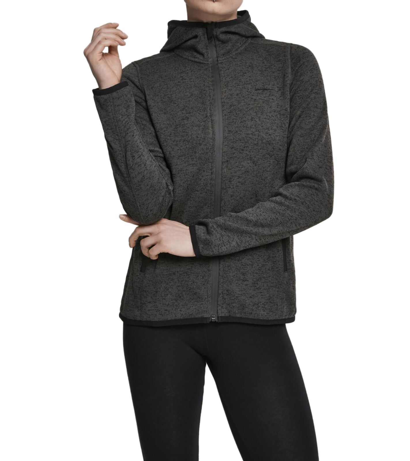 ILLMATIC Moodlight Damen Übergangsjacke mit hochschließendem Reißverschluss Kapuzen-Jacke in Fleece-Optik IL017 Grau von ILLMATIC