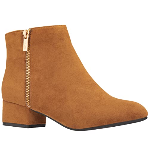 ILLUDE Chaya Damen-Stiefelette mit niedrigem Absatz, lässiger Reißverschluss, bequeme Stiefelette für den täglichen Gebrauch, runde Zehe, Braun - Tan Suede, 40.5 EU ILLUDE Chaya Damen-Stiefelette mit niedrigem Absatz, lässiger Reißverschluss, bequeme Stiefelette für den täglichen Gebrauch, runde Zehe, Braun - Tan Suede, 40.5 EU von ILLUDE