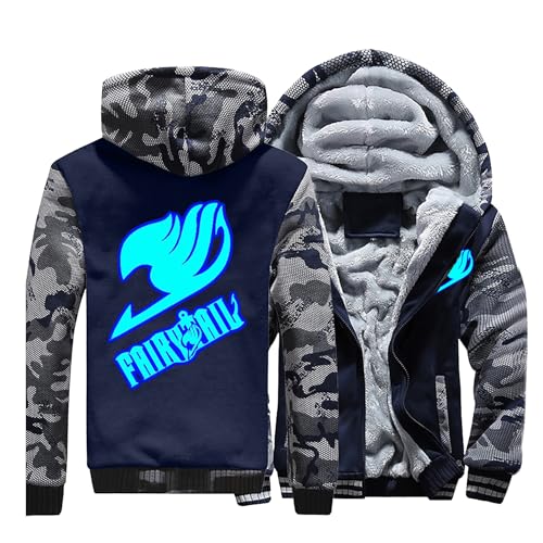 ILLUMAX Fai-ry Ta-il Leuchtend Anime Hoodie Herren, Camouflage Manga Jacke mit Fleece Innenseite, Wärmend Winterjacke für Unisex-Camouflage A||4XL von ILLUMAX