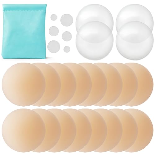 ILLURE® Nippelpads – Damen Nipple Cover [8 Paar] mit Brustwarzenschutz - Nipple Pads wiederverwendbar & waschbar - dünne Selbstklebende Brustwarzen Nippelabdeckung aus hypoallergenem Silikon [8 cm] von ILLURE