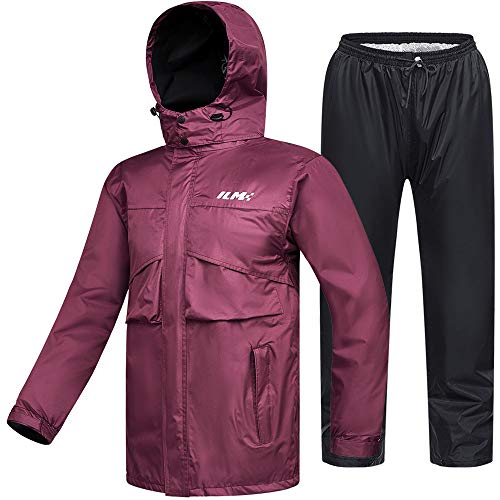 ILM Motorrad Regenkombi Damen Wasserdicht-Regenjacke Verschleißfest, 6 Taschen, 2-teiliges Set mit Jacke und Hose von ILM