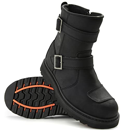 ILM Motorradstiefel-Motocross Stiefel Motorradschuhe Leder mit Seitlichem reißverschlüsse Herren Damen Schwarz,41 von ILM