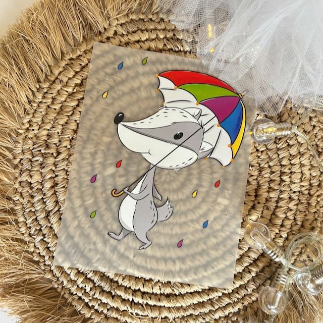 Bügelbild Dachs Waldtier Regen A5 - Dtf Transfer Bügelpatch Zum Aufbügeln Applikation Patch Ilovegrowi von ILOVEGROWIde