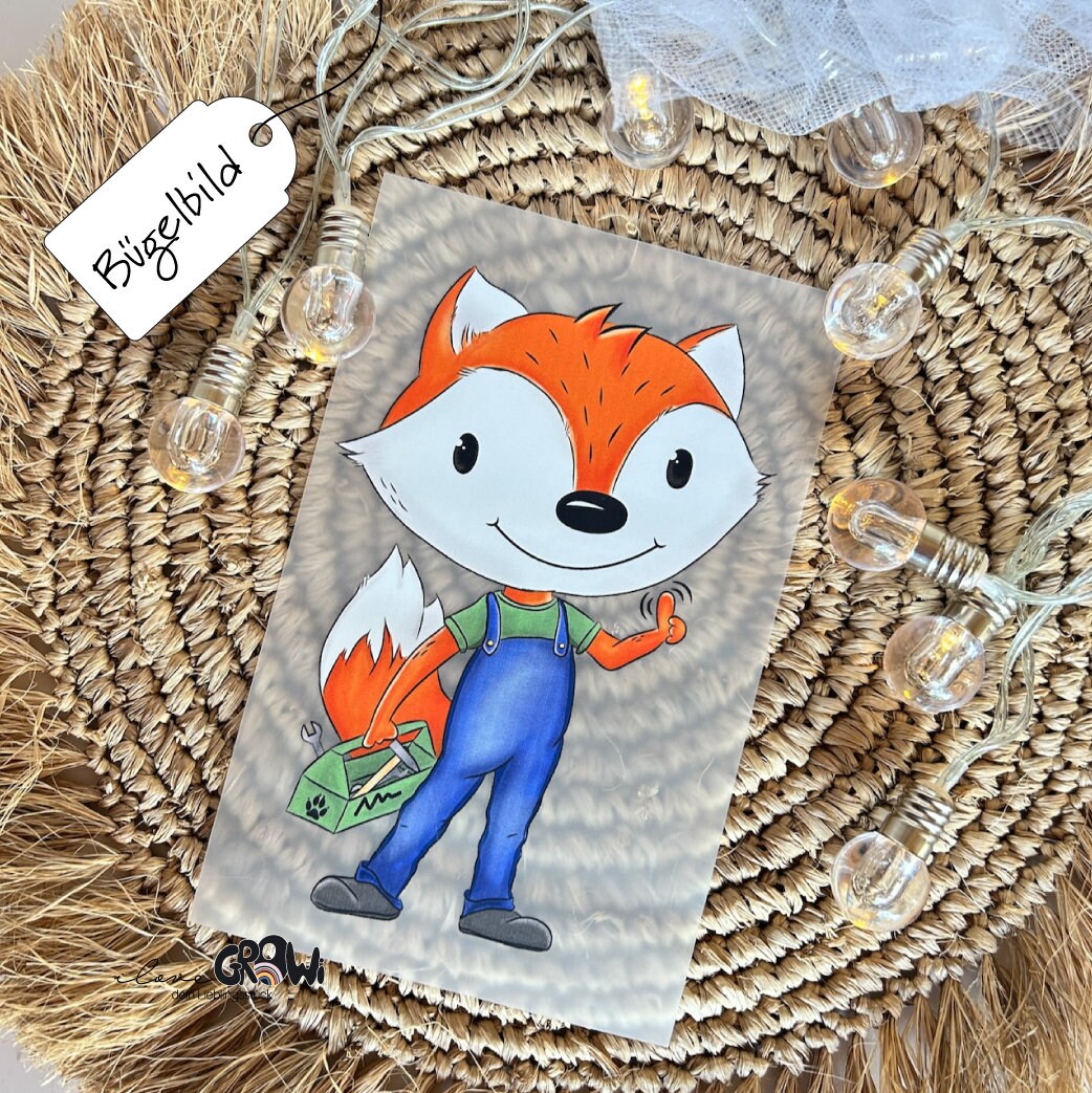 Bügelbild Fuchs Handwerker - Dtf Qualität von ILOVEGROWIde