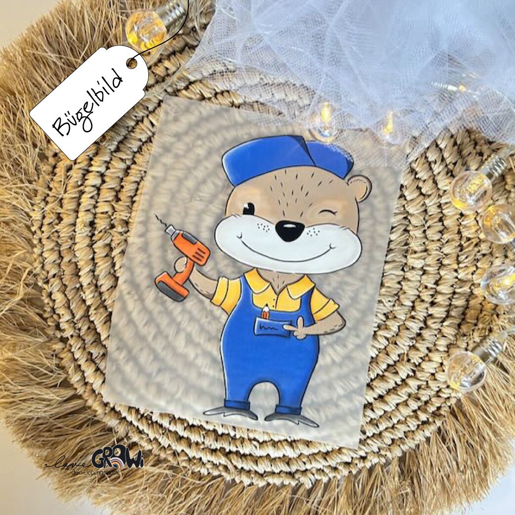 Bügelbild Handwerker Otter Baumeister - Dtf Qualität von ILOVEGROWIde