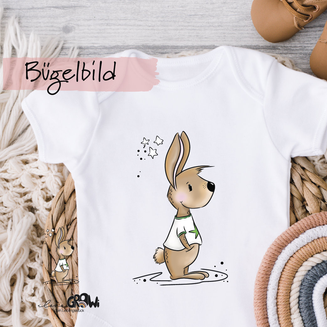 Bügelbild Hase Cool Geburtstag Kind Baby von ILOVEGROWIde