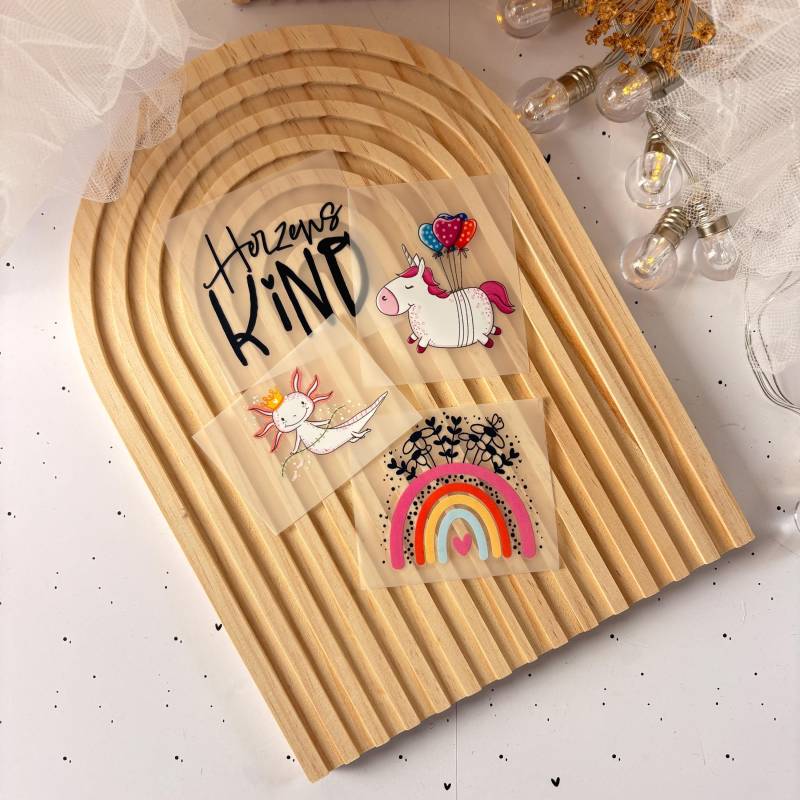 Bügelbild Herzenskind Pummelhorn Axolotl Regenbogen - Dtf Transfer Bügelpatch Zum Aufbügeln Applikation Patch Ilovegrowi von ILOVEGROWIde