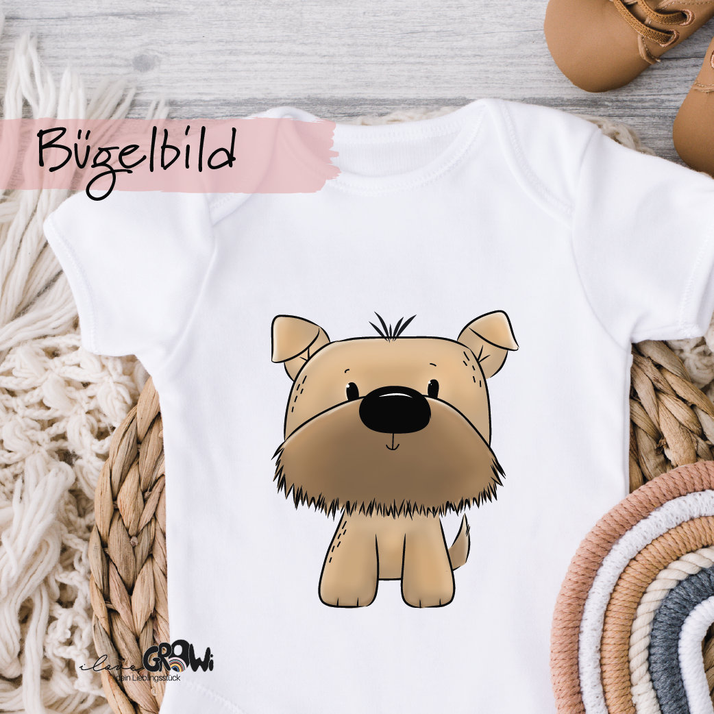 Bügelbild Hund Geburtstag Kind von ILOVEGROWIde