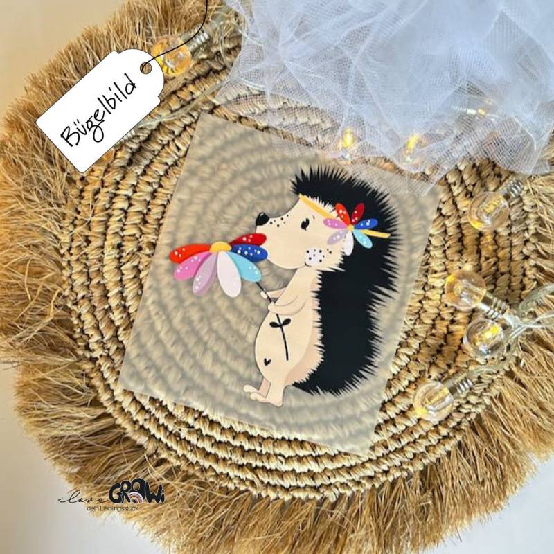 Bügelbild Igel Blumen Mädchen Geburtstag - Dtf Qualität Bügelbild Igel Blumen Mädchen Geburtstag - Dtf Qualität von ILOVEGROWIde