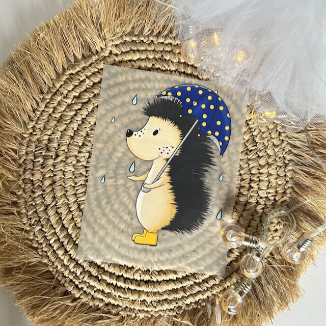 Bügelbild Igel Regenschirm von ILOVEGROWIde