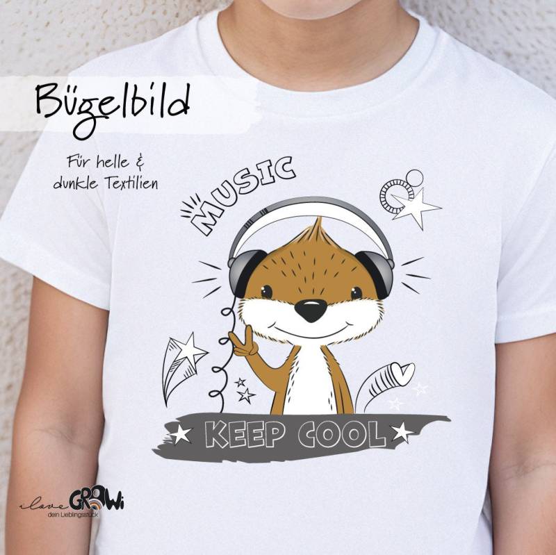 Bügelbild Otter Musik Waldtier Cool Kopfhörer von ILOVEGROWIde