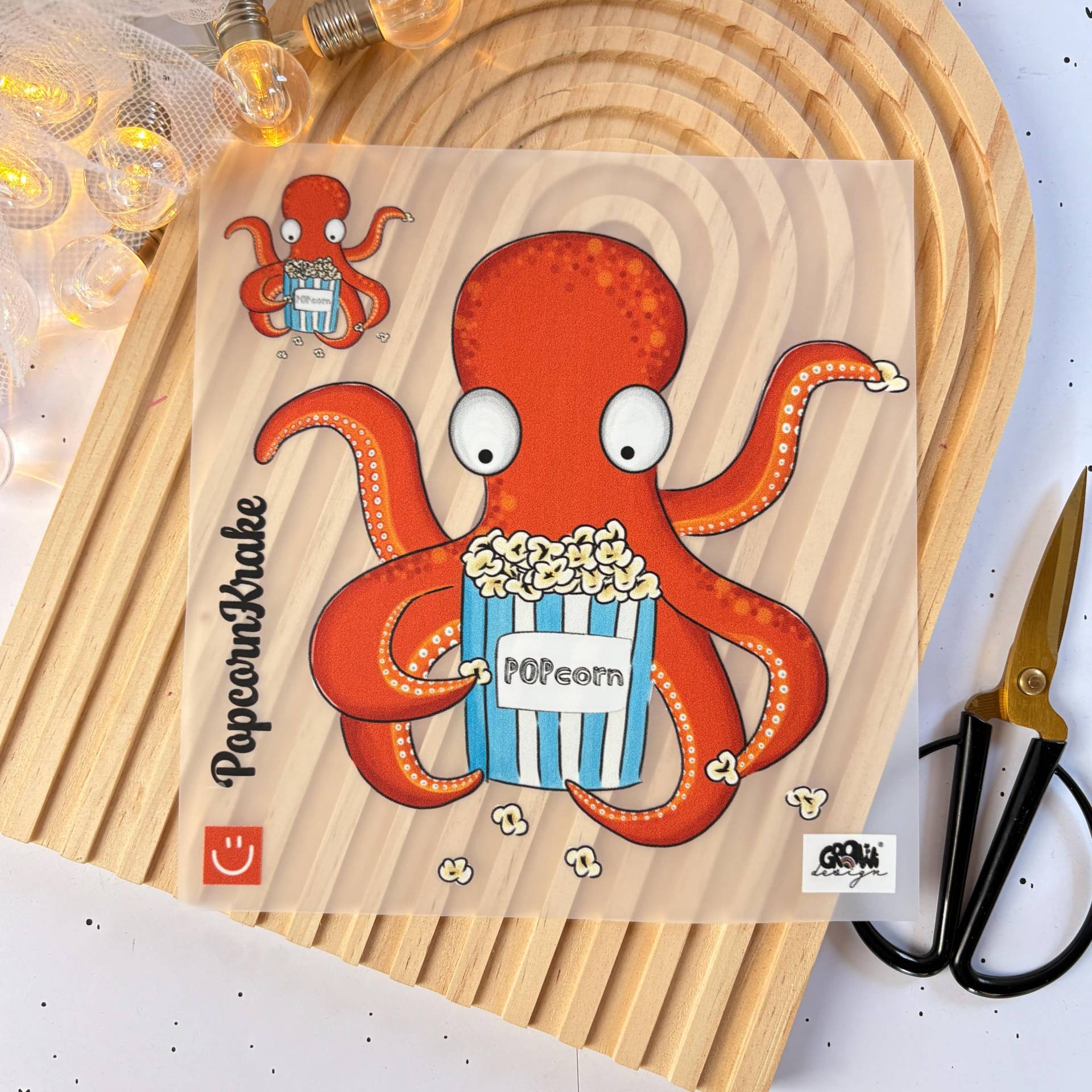 Bügelbild Popcorn Krake Kino Geburtstag Kind Erwachsene - Dtf Qualität Zum Aufbügeln von ILOVEGROWIde