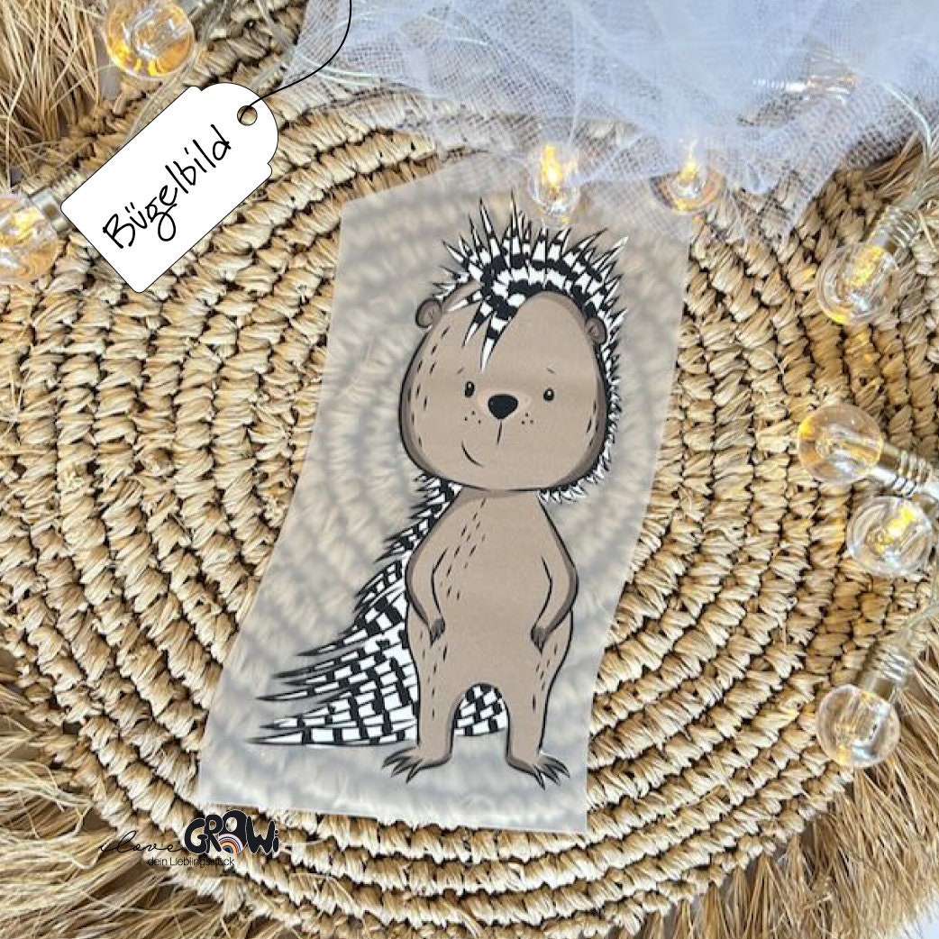 Bügelbild Stachelschwein Waldtier Geburtstag von ILOVEGROWIde
