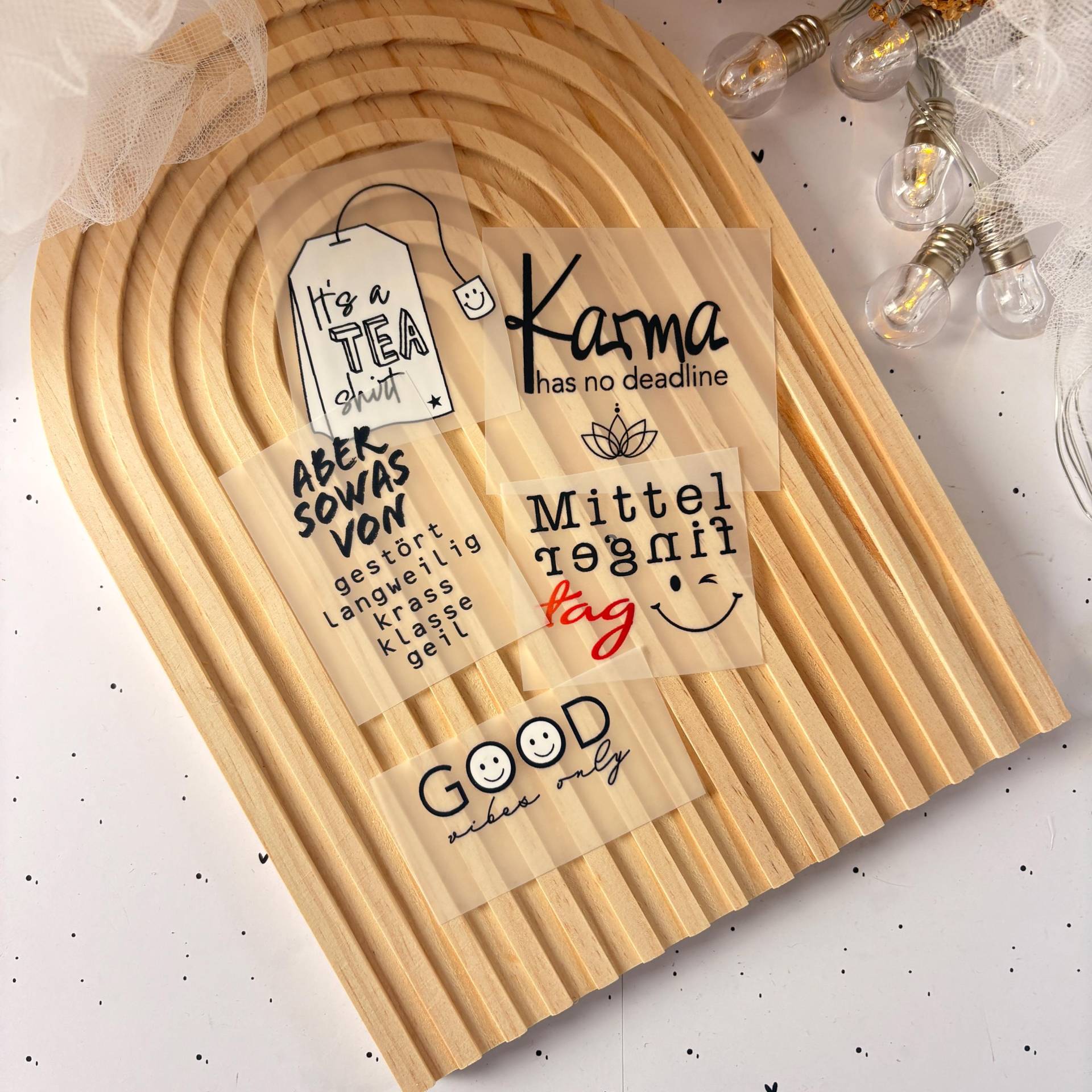 Bügelbild Statements Tea Shirt Karma Good Vibes -Dtf Transfer Bügelpatch Zum Aufbügeln Applikation Patch Ilovegrowi von ILOVEGROWIde