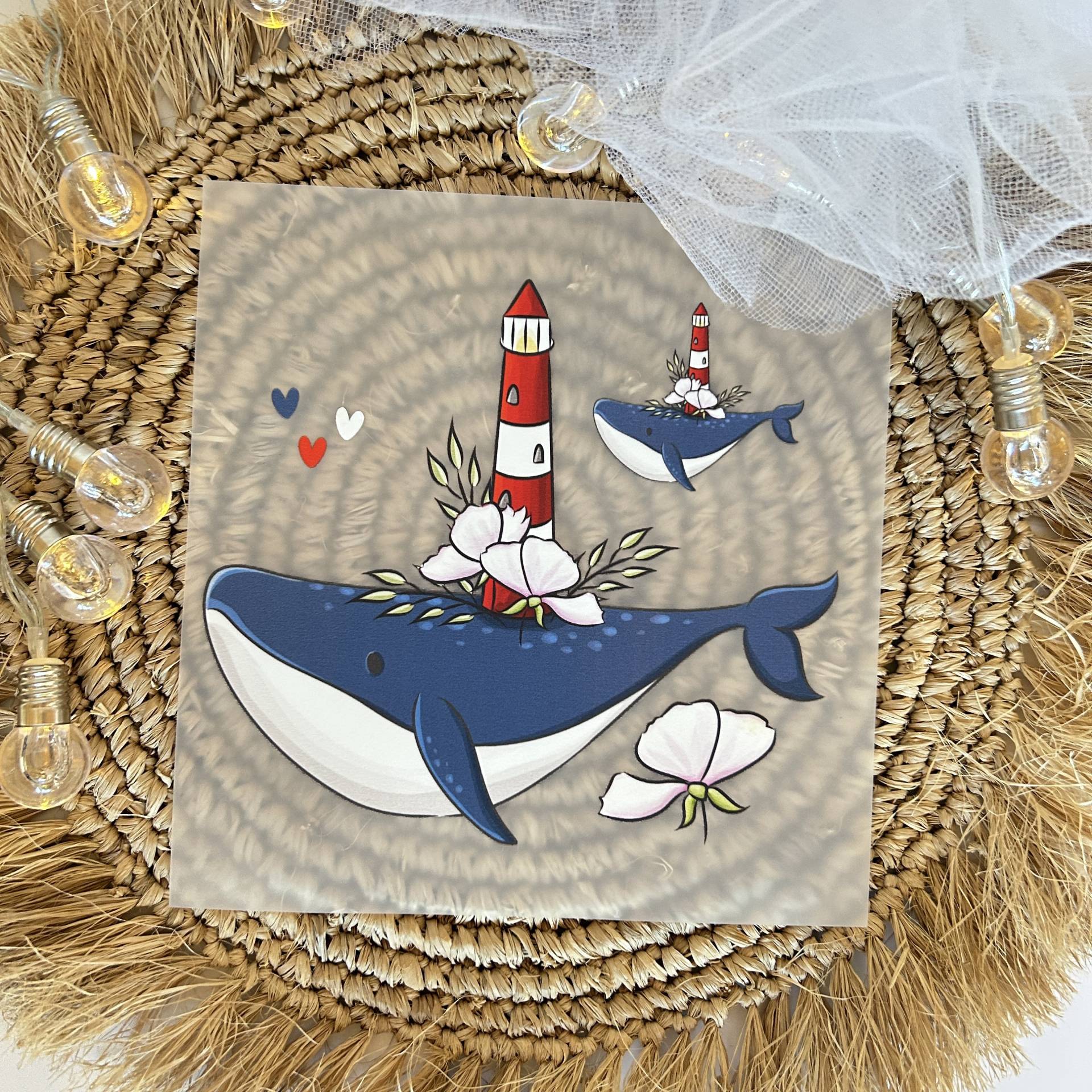 Bügelbild Wal Leuchtturm Meer Maritim von ILOVEGROWIde