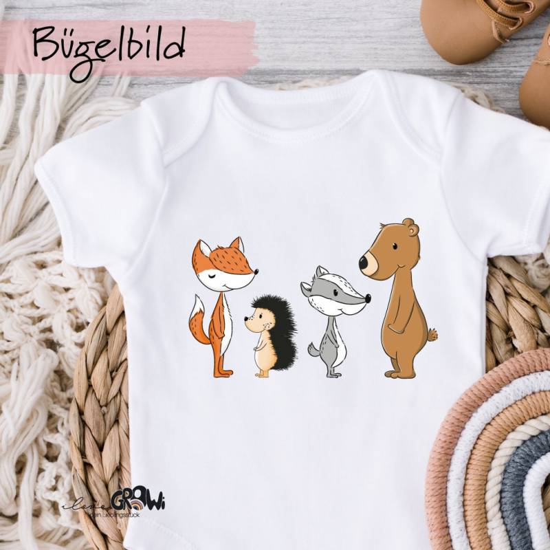 Bügelbild Waldtiere Fuchs Bär Dachs Igel Dtf Bügelmotiv Patch Kind Geburtstag von ILOVEGROWIde