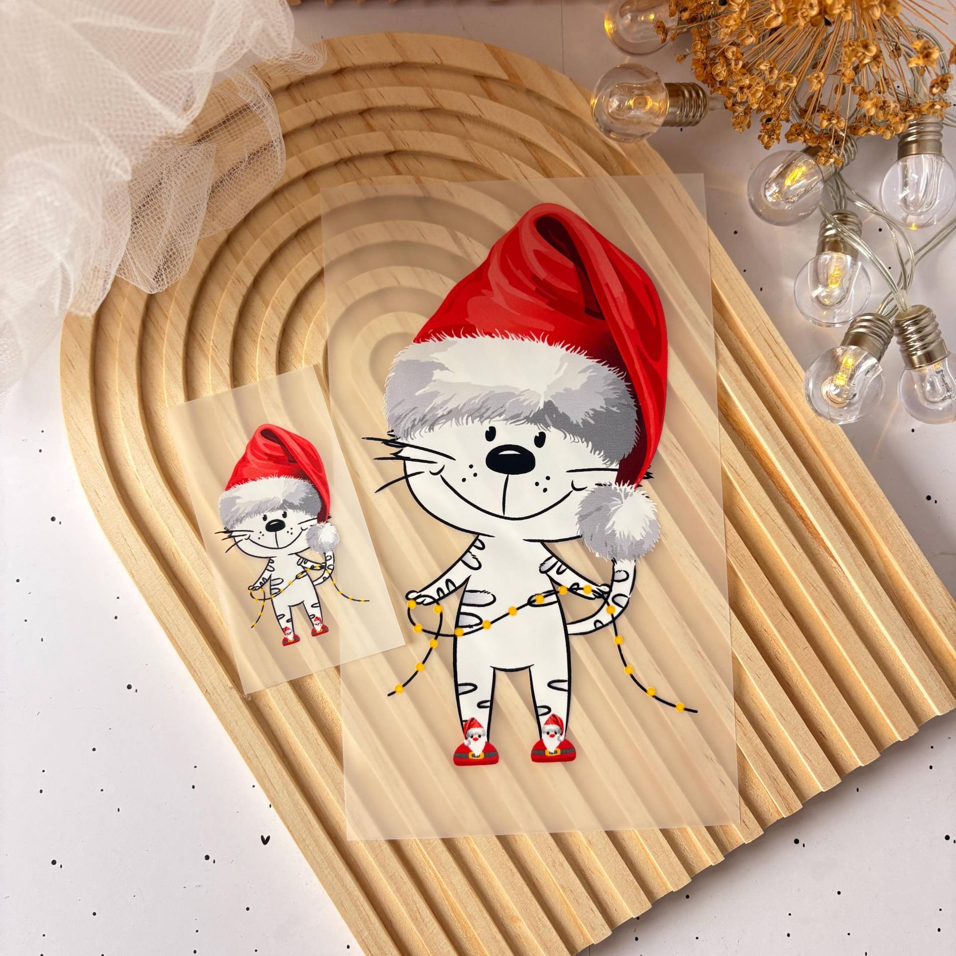 Bügelbild Weihnachten Katze A5 - Dtf Transfer Bügelpatch Zum Aufbügeln Applikation Patch Ilovegrowi von ILOVEGROWIde