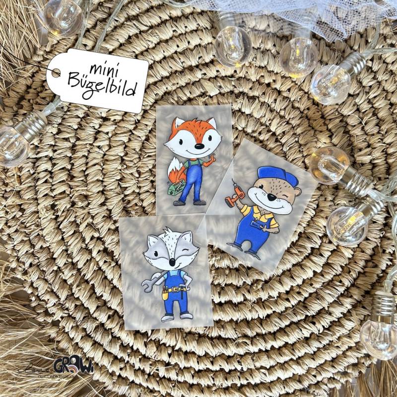 Bügelbilder Handwerker Fuchs Dachs Otter - Waldtiere von ILOVEGROWIde