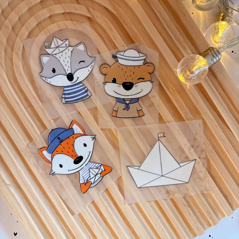 Bügelbilder Matrose Waldtier Fuchs Dachs Otter - Pocket Dtf Qualität Zum Aufbügeln von ILOVEGROWIde