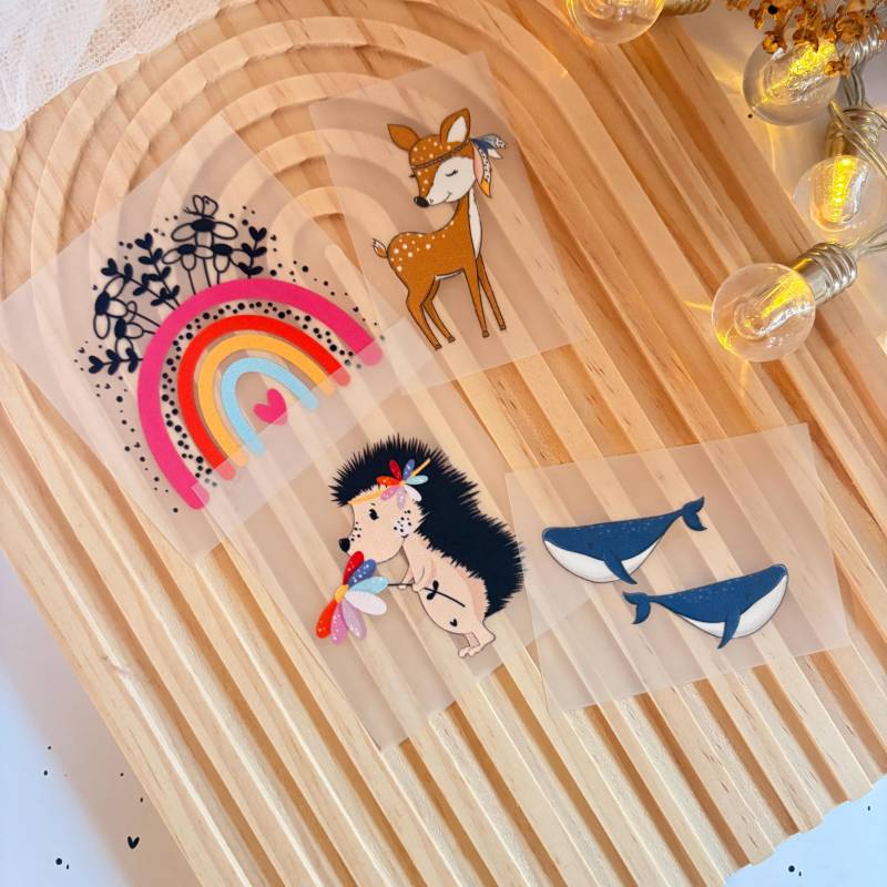 Bügelbilder Mini Wal Reh Igel Regenbogen Dtf Qualität Zum Aufbügeln von ILOVEGROWIde