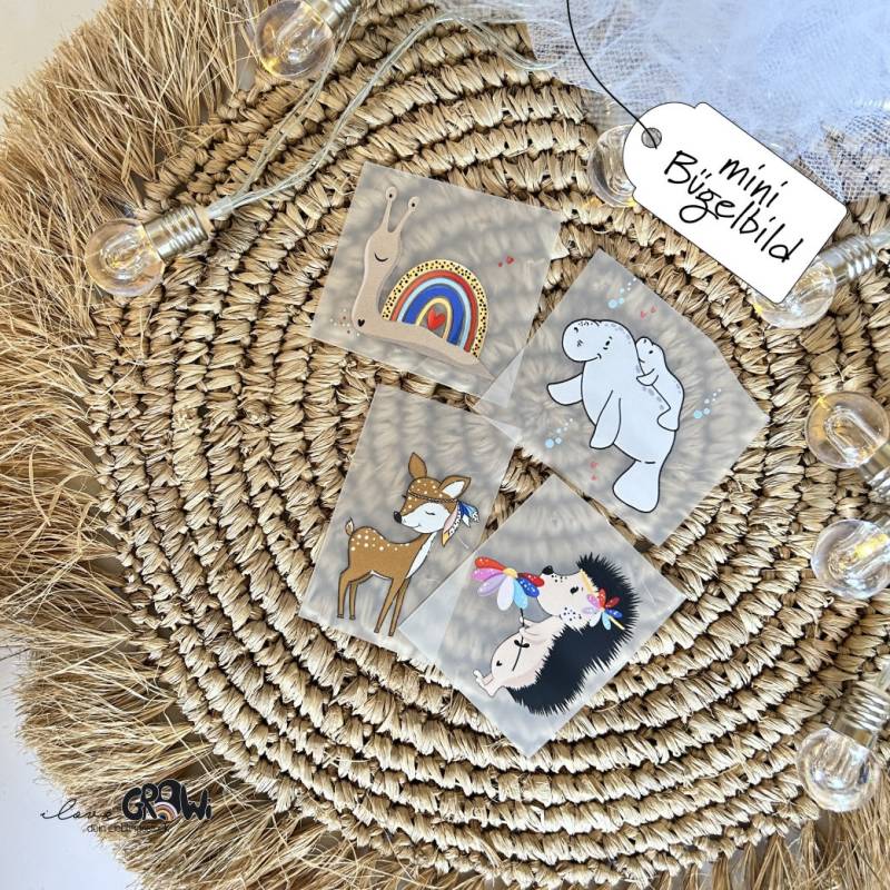 Bügelbilder Regenbogen Schnecke Igel Reh Manatee von ILOVEGROWIde