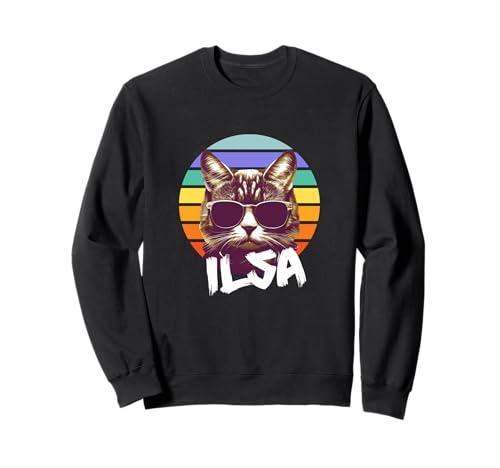 ILSA - Schöner Mädchen Name mit lustiger Katze Sweatshirt von ILSA Tochter Enkel Geburtstag Geschenkideen