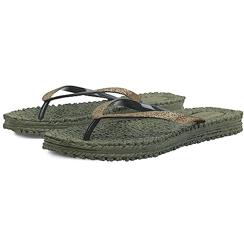 Ilse Jacobsen HORNBÆK | Cheerful01 | Damen Flip Flops mit Glitter | Dänische Design | Sommer Strand Zehentrenner | ARMY | 42 EU von Ilse Jacobsen