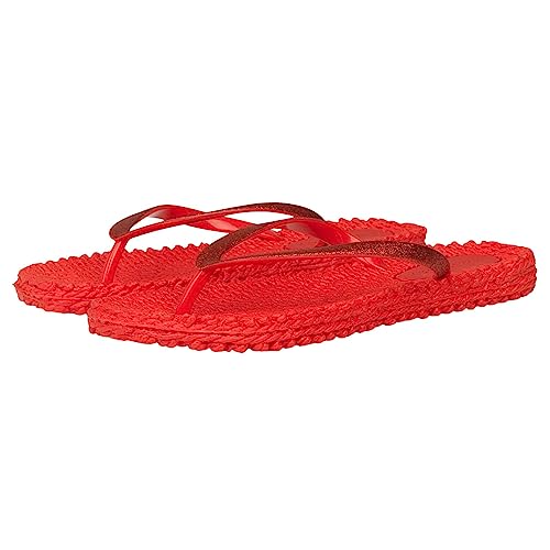 Ilse Jacobsen HORNBÆK | Cheerful01 | Damen Flip Flops mit Glitter | Dänische Design | Sommer Strand Zehentrenner | DEEP RED | 37 EU von Ilse Jacobsen