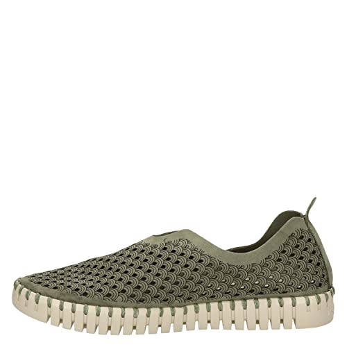 Ilse Jacobsen HORNBÆK | Flache Damen-Schuhe | Slip-On Sneaker mit Recyceltem Mikrofaser-Material und Rutschfester Natur-Gummisohle | Tulip3275 | Leicht Atmungsaktiv Umweltfreundlich | Army | 39 von Ilse Jacobsen