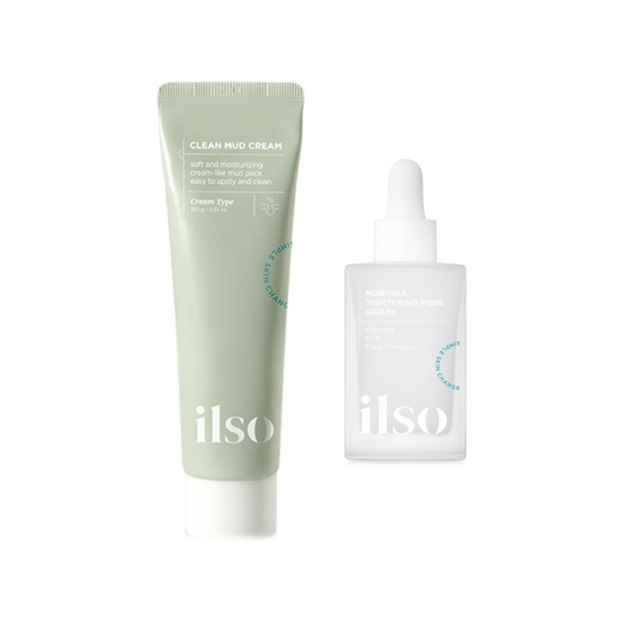 ILSO - Clean Mud Cream - 100g + Moringa Tightening Pore Serum - 30ml Set von ILSO