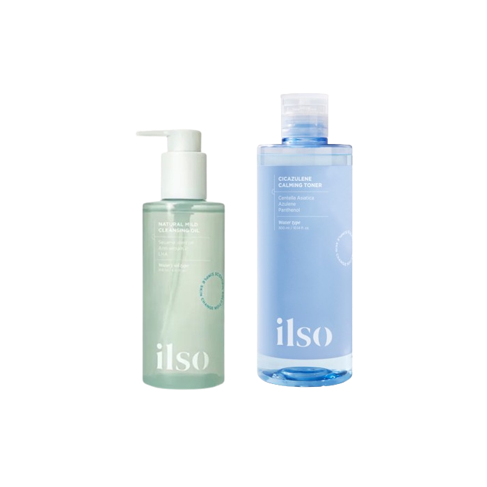 ILSO - Natural Mild Cleansing Oil - 200ml + Cicazulene Calming Toner - 300ml Set von ILSO