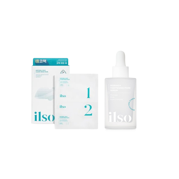 ILSO - Natural Mild Clear Nose Pack - 5ea + Moringa Tightening Pore Serum - 30ml von ILSO